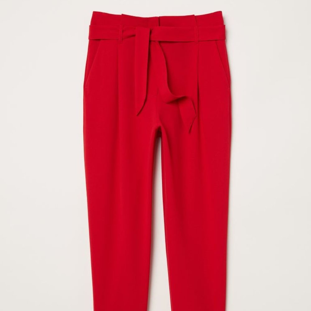 H&M | Red Paper-bag Ankle Length Pant | Size US 4 EUR 36